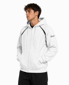 Custom Men's Autumn Full Zip Hoodie Embroidered Logo | Heavyweight 100% Cotton Fleece Zip-Up Sweatshirt | OEM/ODM Manufacturer | - Product Image 1