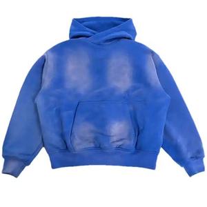 100% coton soleil délavé vintage sweat à capuche de qualité supérieure mode de rue sweat à capuche en détresse chandails vêtements hommes broderie - Product Image 4