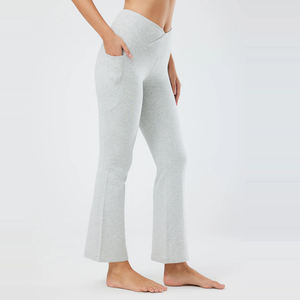Fournisseurs directs d'usine Pantalons et pantalons de jogging évasés pour femmes Personnalisés Taille haute Simple Uni Pantalon évasé pour femmes en vente - Product Image 4