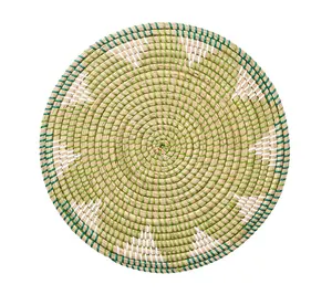 Natural Seagrass <b>Placemats</b> with Floral and Geometric Motifs Round Woven <b>Table</b> Mats Eco Friendly Rustic <b>Dining</b> <b>Table</b> Decor - Product Image 4