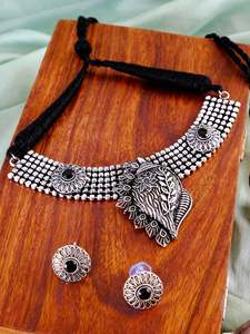 High Grade Oxidised Silver Shankh Design Modern <b>Jewellery</b> <b>Set</b> <b>for</b> <b>Women</b> Silver Plated Stylish Handmade Ethnic Jewelry - Product Image 3