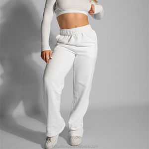 กางเกงวอร์มเอวสูงของผู้หญิงกางเกงผ้าฝ้ายพิมพ์โลโก้กางเกงสำหรับฤดูหนาวกางเกงลำลองสไตล์สูง - Product Image 3