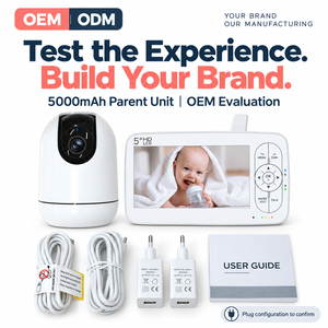 Échantillon d'évaluation <span class=keywords><strong>de</strong></span> marque : Moniteur bébé rechargeable 5 pouces 5000 mAh, plateforme OEM pour petites commandes pilotes et logo personnalisé - Product Image 1