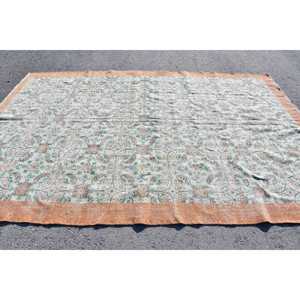 Turkish Vintage Rug 7.2x10.3 ft (220x314 cm), <b>Brown</b> Striped <b>Wool</b> Rug - Product Image 3