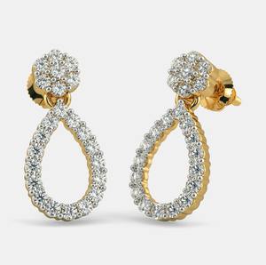 Pendientes de gota colgantes redondos de corte brillante de 0,7 quilates de diamante cultivado en laboratorio de oro de 14 quilates con tornillo en la parte posterior Regalo de aniversario perfecto para esposa - Product Image 1