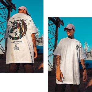 เสื้อยืดคอกลมผ้าฝ้ายออร์แกนิคสะพายไหล่ทรงโอเวอร์ไซส์สำหรับผู้ชายเสื้อยืดคอกลมผ้าฝ้ายออร์แกนิก - Product Image 3