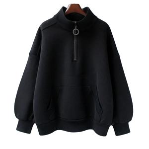 Sweat-shirt à capuche hip-hop unisexe de couleur unie à col rond déchiré pour hommes et femmes - Product Image 2