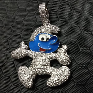 Colgantes finos de Hip Hop, dijes de moissanita completamente helados, forma de dibujos animados, colgante de diamante de corte redondo VVS para hombres, Plata de Ley 925 - Product Image 1