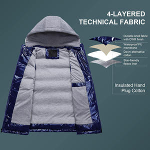 Chaleco acolchado unisex para invierno, Abrigo acolchado personalizado con cremallera frontal informal sólida de lona - Product Image 3