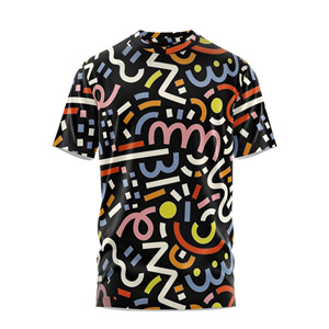 เสื้อยืดคอกลมสำหรับผู้ชายผ้าโพลีเอสเตอร์100% ดีไซน์แบบฟรีโลโก้ออกแบบได้ตามต้องการสไตล์ลำลองทรงหลวมโอเวอร์ไซส์ - Product Image 5