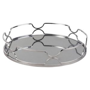 Bandejas DE SERVICIO DE METAL al por mayor de fábrica Bandejas de servicio decorativas de plata para el hogar y el hotel con asas de metal - Product Image 1