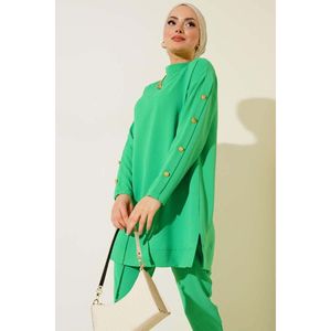 Benetton ชุดเสื้อผ้า2ชิ้นสำหรับผู้หญิง, กางเกงคอปกมีกระดุมขนาด XXL ผ้าสแปนเด็กซ์ทอสำหรับฤดูร้อนฤดูใบไม้ร่วง MIDI - Product Image 4