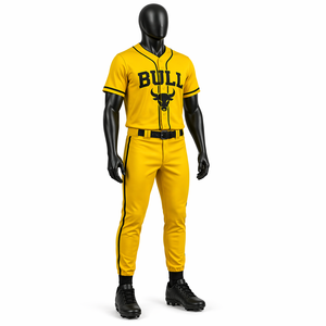 Conjunto de Uniforme de Béisbol Transpirable de Secado Rápido Amarillo para Hombre, Ropa Deportiva de Equipo de Poliéster, Sublimación OEM - Product Image 3