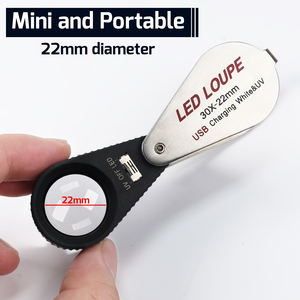 30x Jewelry Tool Optic Lens with 6 <b>LED</b> and <b>UV</b> Light 22mm Diameter Mini Gem Loupe Rechargeable for Relic Enthusiasts - Product Image 2