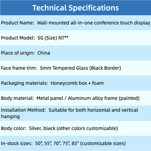 Display per Segnaletica Digitale Intelligente con <span class=keywords><strong>Software</strong></span> CMS Personalizzabile Gratuito, Montaggio a Parete, Touch Screen All-in-One per Conferenze - Product Image 4