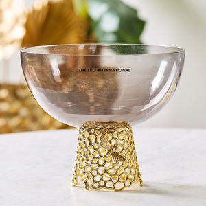 Industry Trending Wood Serving <b>Bowl</b> With Metal Accents for Fruits or Salads Natural Organic <b>Bamboo</b> Free Serving Dish Dinnerware - Product Image 4