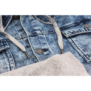 เสื้อแจ็กเก็ตยีนส์มีฮู้ดผ้าฟลีซและแขนผ้าแคนวาสสำหรับฤดูหนาวออกแบบได้ตามต้องการ - Product Image 3