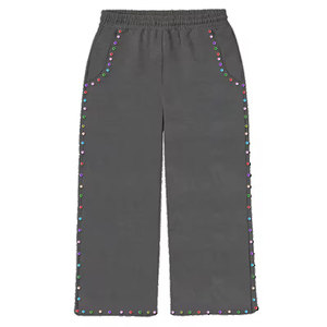Pantalon de jogging pour homme en tissu doux avec strass fabriqué au Pakistan, taille élastique, style streetwear tendance - Product Image 1