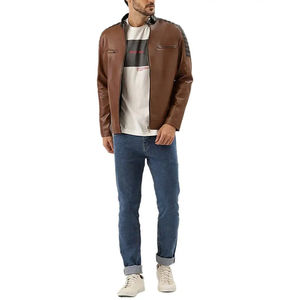 Chaqueta de cuero color marrón con cierre de cremallera, mejor precio, chaqueta de cuero de moda para hombre, hecha en Pakistán, chaqueta de cuero de invierno para hombre - Product Image 4