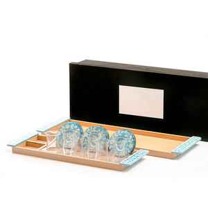 New Classic Good Quality MDF <b>Wooden</b> Material Food Display <b>Tray</b> Best Mother of Pearl Resin Handle Food Breakfast <b>Tray</b> Platter Set - Product Image 3