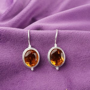 Pendientes de Plata de Ley con Citrino Hechos a Mano, Chapados en Oro, Certificados por IGI, Piedra de Nacimiento de Noviembre, Elegante Regalo de Aniversario para Mujer - Product Image 5