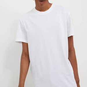 100% coton ourlet rond T-shirt en coton de haute qualité pour homme blanc - Product Image 1