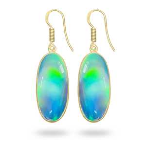 ต่างหูห้อยทรงหยดน้ำ ประดับพลอยออโรร่าธรรมชาติ ประจำเดือนธันวาคม งานแฮนด์เมด ชุบทองบนทองเหลือง - Product Image 2