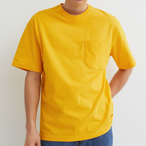 100% algodón hecho a medida camiseta sólida bolsillo en el pecho hombres camiseta Casual - Product Image 1