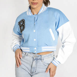 New Style <b>Women</b> Clothing Fashion Streetwear Crop Varsity <b>Jacket</b> <b>Women</b> Button Up Cropped Varsity <b>Jacket</b> - Product Image 6
