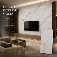 Panel de Pared de PVC MORLENX, Lámina de Mármol Blanco UV con Textura Natural Marrón Gris