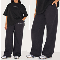 ENSEMBLE D'ÉTÉ PARFAIT BLEU LAVÉ BASSE TAILLE OVERSIZE PANTALONS DE SURFACE À JAMBES LARGES ENSEMBLE T-SHIRT ET JOGGERS LOGO PERSONNALISÉ POUR FEMMES SURVÊTEMENT DE PRINTEMPS