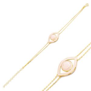 Bracelet Design Oeil en Émail Blanc Turc Fait à la Main en Gros Bijoux en Argent Sterling 925 - Product Image 1