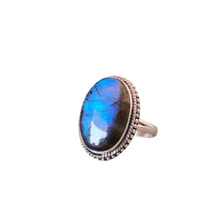Anillo de piedras preciosas de labradorita de Plata de Ley 925 estilo bohemio, joyería hecha a mano, anillo de plata, joyería para mujer, regalo de boda para ella - Product Image 1