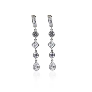 Boucles d'oreilles pendantes en argent 925 avec zircone cubique pour femmes, idée cadeau tendance - Product Image 3