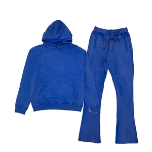 Prix de gros Survêtement décontracté pour homme, délavé à l'acide, avec impression de logo personnalisé, manches longues, haute qualité, respirant, 100% coton, hiver, 2 en 1 - Product Image 5