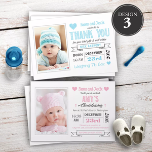 Gepersonaliseerde schattige baby-bedankkaartjes, foto-verjaardagsbedankkaartjes, ontwerp voor uitnodigingskaartjes voor een nieuwe baby's verjaardagsfeestje - Product Image 3