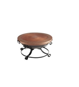 Elegante fogata hecha con un grueso cuenco de cobre y base de hierro forjado para casas exclusivas y diseños paisajísticos - Product Image 1