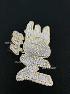 Joyería STAR, Colgante de Letra Unisex con Diamante Cultivado en Laboratorio, Chapado en Oro de 10K, Corte Brillante, Estilo Hip Hop, Personalizado, para Uso Diario - Product Image 3