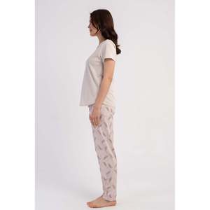 KADIN P.SUPREM O YAKA KISA KOL ETEGI OVAL PIJAMA TAKIM - สีเบจ - สีเบจ - Product Image 3