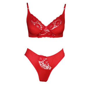 Conjunto de sujetador y bragas Chase Value para mujer - Rojo para tallas de tela 32-44 - Product Image 1