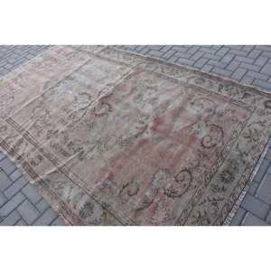 Tapis turc vintage de 5.9x9.7 pieds, rose beige, patchwork, tapis plat en laine tissée pour décorations de salon, support en latex de 4m de largeur - Product Image 4