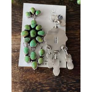 Boucles d'oreilles pendantes en turquoise dorée Sonoran et argent sterling - Product Image 5