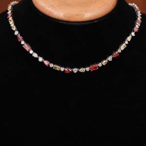 Collar de cadena de tenis helado de moda en oro sólido de 14 quilates con diamantes cultivados en laboratorio de corte de múltiples formas Regalo de cumpleaños ideal - Product Image 6