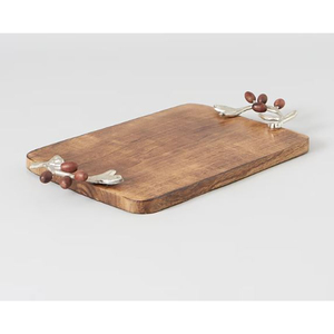 Bandeja para servir comida elegante hecha de madera lisa, bandeja para servir con mango de Metal dorado, bandeja para servir postres y aperitivos para la mejor venta - Product Image 2