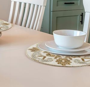 Antique Luxury Glass <b>Beaded</b> Handmade Dining Table <b>Placemat</b> Beautiful Decorative Mats & Pads for Wedding Birthday Easter - Product Image 3