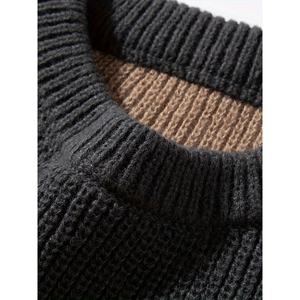 Suéter de Punto Personalizable para Hombre, Gris a Rayas, Manga Larga, Cuello Redondo, Bloques de Color, Trackstar, Marca Privada OEM - Product Image 3