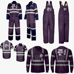 Industrial Workwear Set Premium Quality <b>Waterproof</b> Reflective Safety Clothing Polyester <b>Overall</b> Bib Button Shirt Crew Necks - Product Image 1