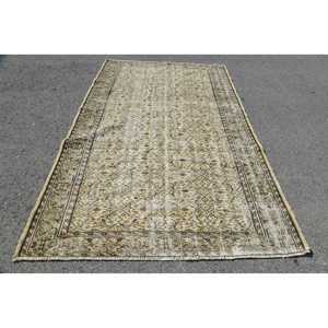 พรมวินเทจตุรกีขนาดใหญ่ 5.8x9.3 ฟุต (178x283 ซม.) สีเบจ พรมสไตล์ตะวันตกเฉียงใต้ - Product Image 1