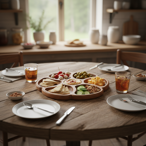 Plateau de service rond en bois personnalisé en gros pour les aliments secs - Product Image 3