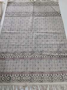 Boho Floral Printed <b>Thin</b> Cotton Dhurrie <b>Rug</b> Handmade Eco-Friendly Washable Outdoor Home Decor From India - Product Image 2